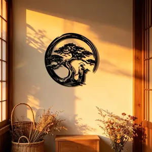 Japanese Bonsai Tree Metal Wall Art, Unique Torii Gate Design, Tree Pattern Design, Hollow Decorative Piece, Creative Modern Home Accent, Perfect Housewarming Gift, Artistic Decoration