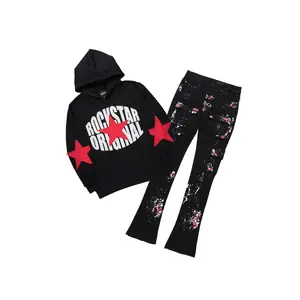 States 2.0 Black/Black Hoodie/Stacked Flare Jean Set