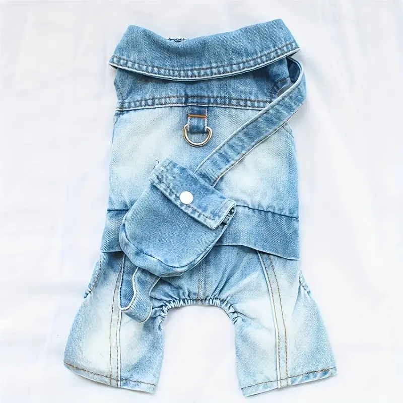 Pet clothing for dogs, four-legged denim-style jumpsuit with backpack, suitable for Teddy, Bichon, and small dogs, new spring, autumn, and winter styles