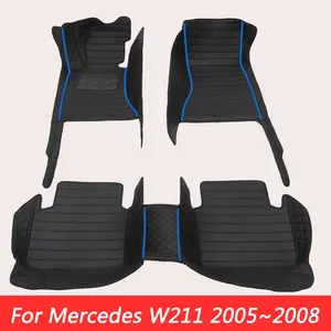 LHD PU Leather Car Floor Mats For Mercedes W211 2005~2008 Carpets Rug Foot Pads interior Accessories detachable specialized leather mats, waterproof and thickened easy-to-clean mats, dirt-proof protection for car interior items, not for sale in the UK