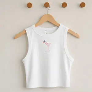 Patriotic Martini Tank Top | Hot Dog & American Flag Design | Bella Canvas 1019 Micro Rib Baby Tank | Fourth of July Shirt QBTJ7