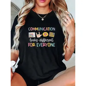 100% Cotton Teacher Shirts for Women Autism Speech Therapy T-Shirt Special Education Mental Health Teacher T-Shirt SLP Graphic Tee Top