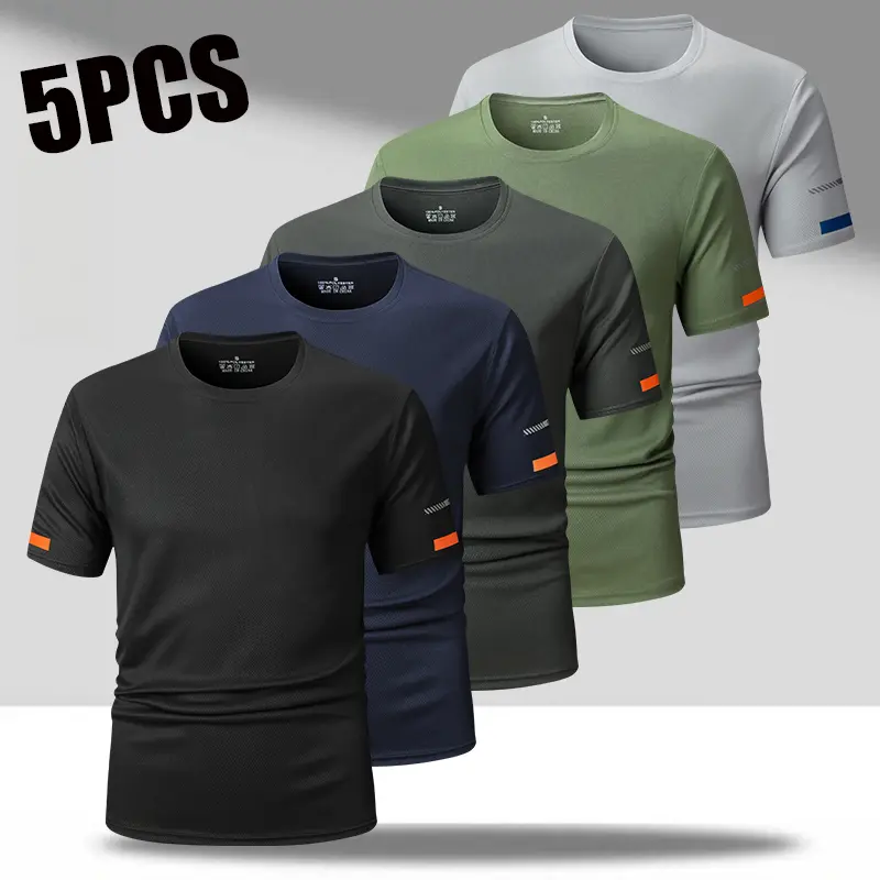 6-pack men’s quick-dry breathable short-sleeve T-shirts, American minimalist sporty casual style, cool mesh fabric that feels refreshing, wicks sweat and doesn’t feel clingy, classic crew neck design that fits comfortably around the neck without choking,