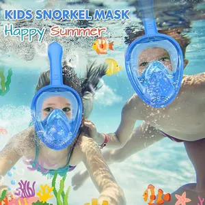 1pcs/Blue Kids Full Face Snorkeling Mask with Camera Holder - Anti-Fog & Leak-Proof snorkeling gear, Large Panoramic Vision (180° View), Soft Cushioned Seal - for Boys & Girls Ages 3-14 Years - Swimming, snorkeling, scuba Snorkel Mask