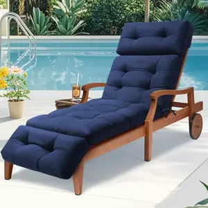 Outdoor Chaise Lounge Cushion Waterproof, 74.4x22x4.7 Inch Oxford Fabric Thickened Patio Lounge Chair Cushion with Ties, Cotton Filled Replacement Cushion for Pool Lawn Balcony Furniture