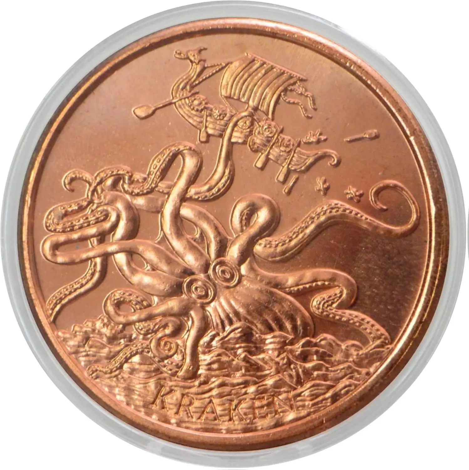 Release The Kraken 1 oz .999 Pure Copper Coin In Capsule