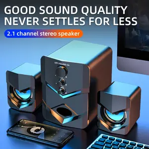 Computer Speakers, Desktop PC Speakers, Laptop Speakers, Desktop Stereo Speakers, Wired Connection, USB Powered, with 3.5mm Audio Jack, LED Ambient Lighting, 2.1 Channel, Suitable for Devices with 3.5mm Audio Jack, Such As: Computers, Tablets
