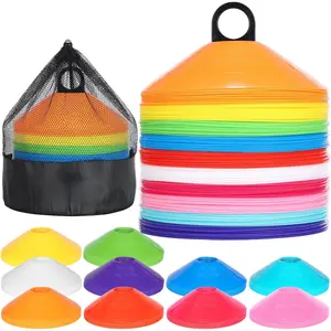 Soccer Cones 25/50/100 Pack Disc Soccer Sport Cones Training Field Marker Agility Cones for Traffic, Basketball, Coaching, Practice Equipment Includes Cone Drills Guide