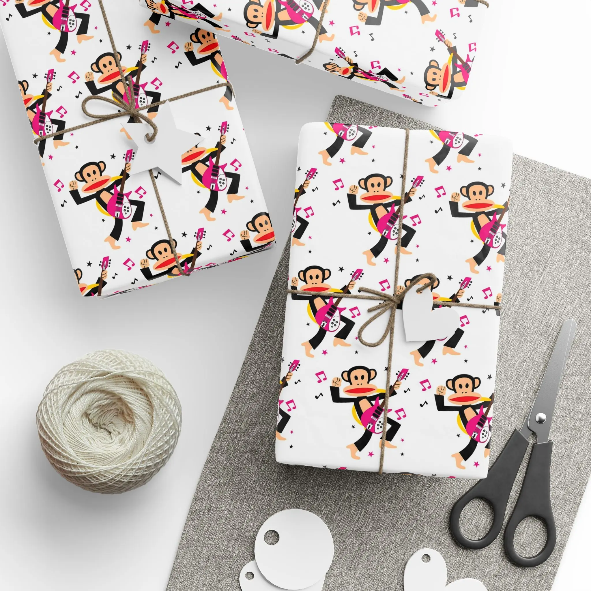 Pink Paul Frank graphic guitar Wrapping Paper, Gift Wrap for Birthdays, Holidays, and Special Occasions