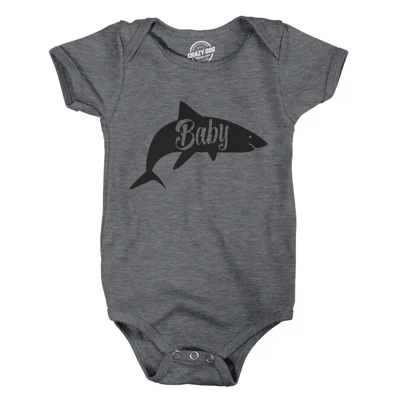 Creeper Baby Shark Cute Baby Funny Shirt for Newborn Shower Graphic Infant Tee Funny Baby Onesies Shark Clothes for Baby Novelty Onesie Dark Grey