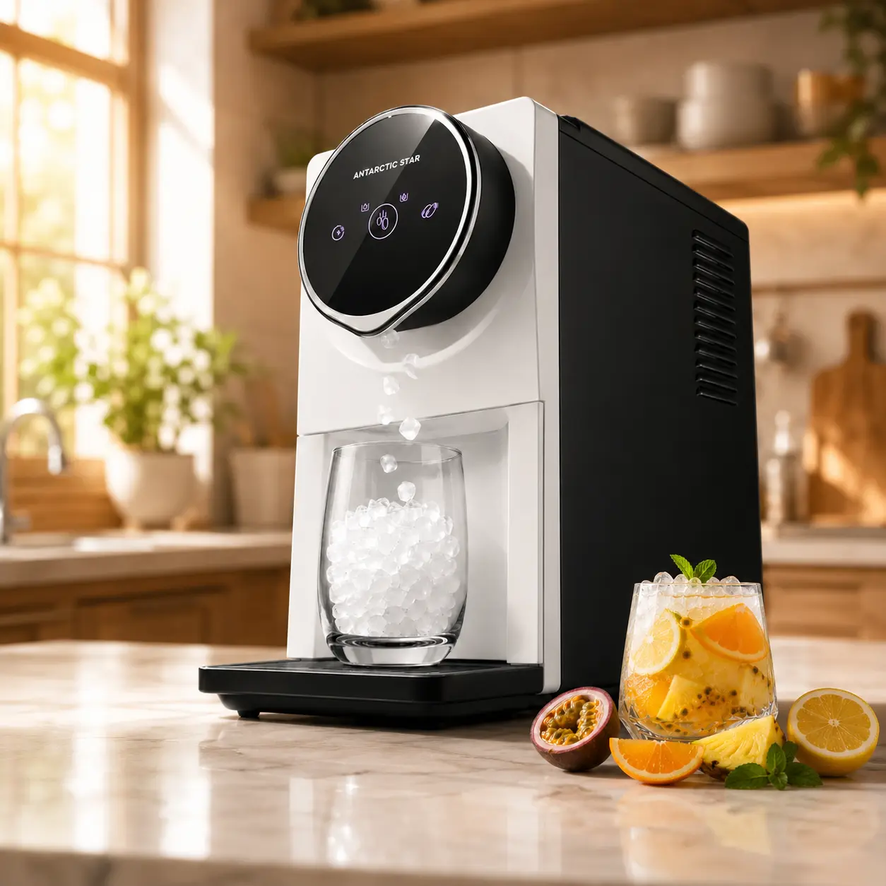 Antarctic Star GEN 2 Automatic Nugget Ice Maker Countertop, Soft Chewable Pellet Ice Machine with Auto Dispense, Self-Cleaning, Touchscreen, 33Lbs/Day, 1.8L Water Tank