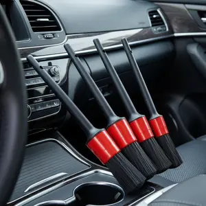 5-Piece Motorcycle Detail Brush Set - Black Professional Cleaning Tools car detailing brushes for Car Detailing - Waterproof & Durable