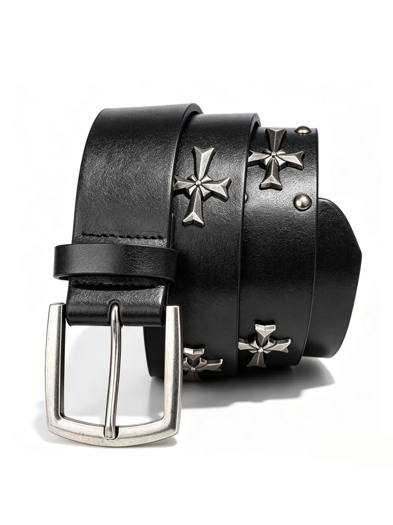 Unisex Rivet Belt, Y2K Style Metal Punk Rock, Faux Leather Material, Cross Rivet Design, Perfect for Jeans, Trendy Accessory, Street Style Belt, Punk Fashion Belt, Adjustable Belts