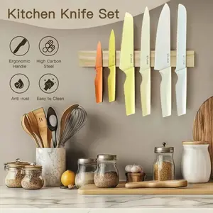 6 piece high carbon stainless steel sharp  set, kitchen  set including chef's , bread , slicing , all in one place - perfect Christmas gift for the family santoku knifeChristmas Send Dad China Travel Outdoor Men's Gifts knife Stainless Steel Block