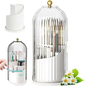 360° Rotating Dustproof Makeup Organizer, Transparent Cosmetic Brush Holder, Lock Book Safe, Cupcake Stand, Rolling Storage Cart, Clothes Box & Shelving – All-in-One Home Storage Solution