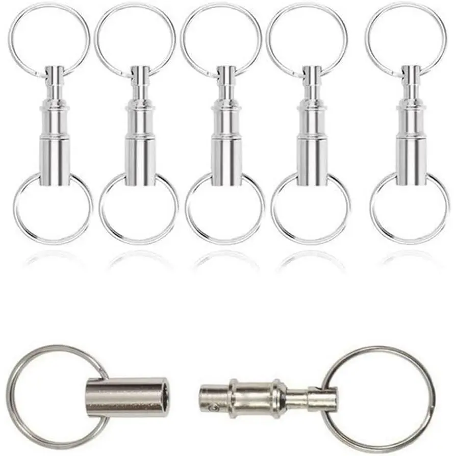 5 Pack Quick Release Keychains with Split Key Ring Detachable Separating Key Chain Pull Apart  for  Key Separation  Fob  House Key Padlock  Lock Key RFID Key Tags