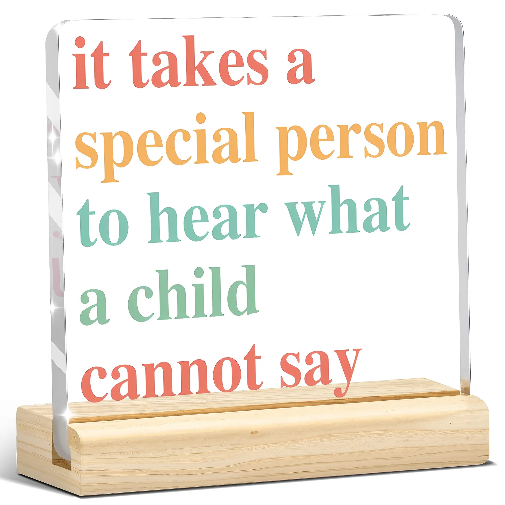 1pc Autism Awareness Acrylic Wooden Plaque Special Education Gift Hear What Child Cannot Say Quote Vibrant Desk Decor Motivational Teacher Appreciation Gifts Graduation Birthday Back-to-School Home Decor Accents Small Desk Sign