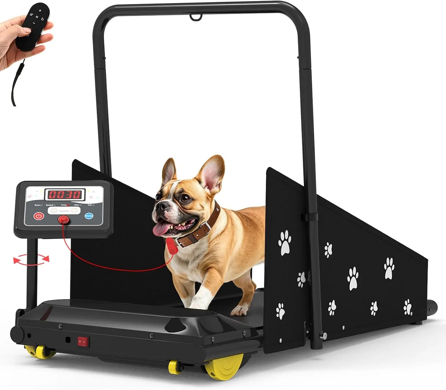 Compact Unisex Dog Treadmill for Small-Medium Dogs - 265lbs Weight Capacity Running Machine with 360° Rotatable Screen, Move Wheels, Remote Control, All-Seasons 2-in-1 Pet Fitness Design