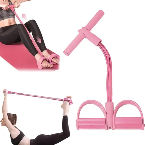Women's 6-Tube Anti-Slip Durable Natural Latex Workout Band - Plastic Stretching Gear, Compact Gym-Bag Portable Low-Impact Home Fitness Tool for Pilates
