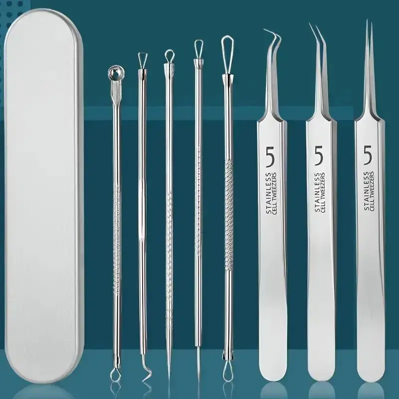 Stainless Steel Blackhead Cleansing Tool Set, Precision Acne Removal Tweezers, Facial Cleansing Tools, Skin Care Tools for Women & Men, Pimple Tweezers, Skincare, Skincare Tools, Pore Removal Whitehead Remover, Skincare Products, TikTokShopSummerTurnUp