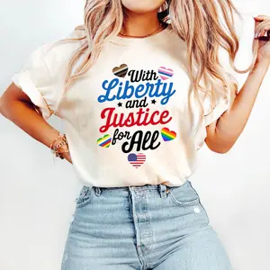 With Liberty And Justice For All Shirt, Fundemantal Rights Shirt, BLM Tshirt, Human Rights Shirt, Equality Tee, LGBT Tee, Pride Gifts Cotton Top