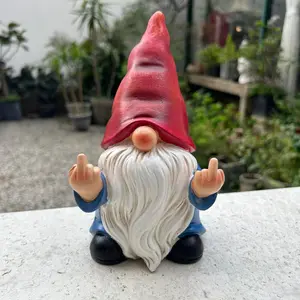 Middle Finger Gnome Statue 7.8in, Naughty Garden Gnome Statue Decoration and Lawn Ornament - Funny Garden Gnomes for Outdoor or Home Decor