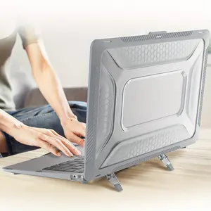 MacBook case: Hard PC material combined with soft TPU wrapping; Scratch-resistant and impact-resistant, with ventilation design to enhance heat dissipation, foldable hidden stand, anti-slip, compatible with MacBook Air 13, Air 13.6, Air 15, Pro 13, Pro 14