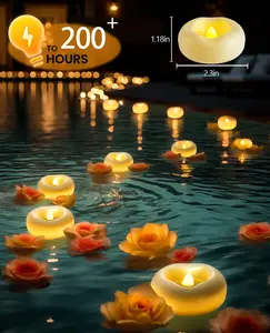 2.3 Inch Water Sensor Auto Light-Up Flameless LED Floating Candles, Waterproof Battery-Powered Tealights with Over 200 Hours Lifespan, Multipurpose Decor for Wedding Centerpieces, Pool Gathering, Vase Ornament & Indoor Table Home Decoration
