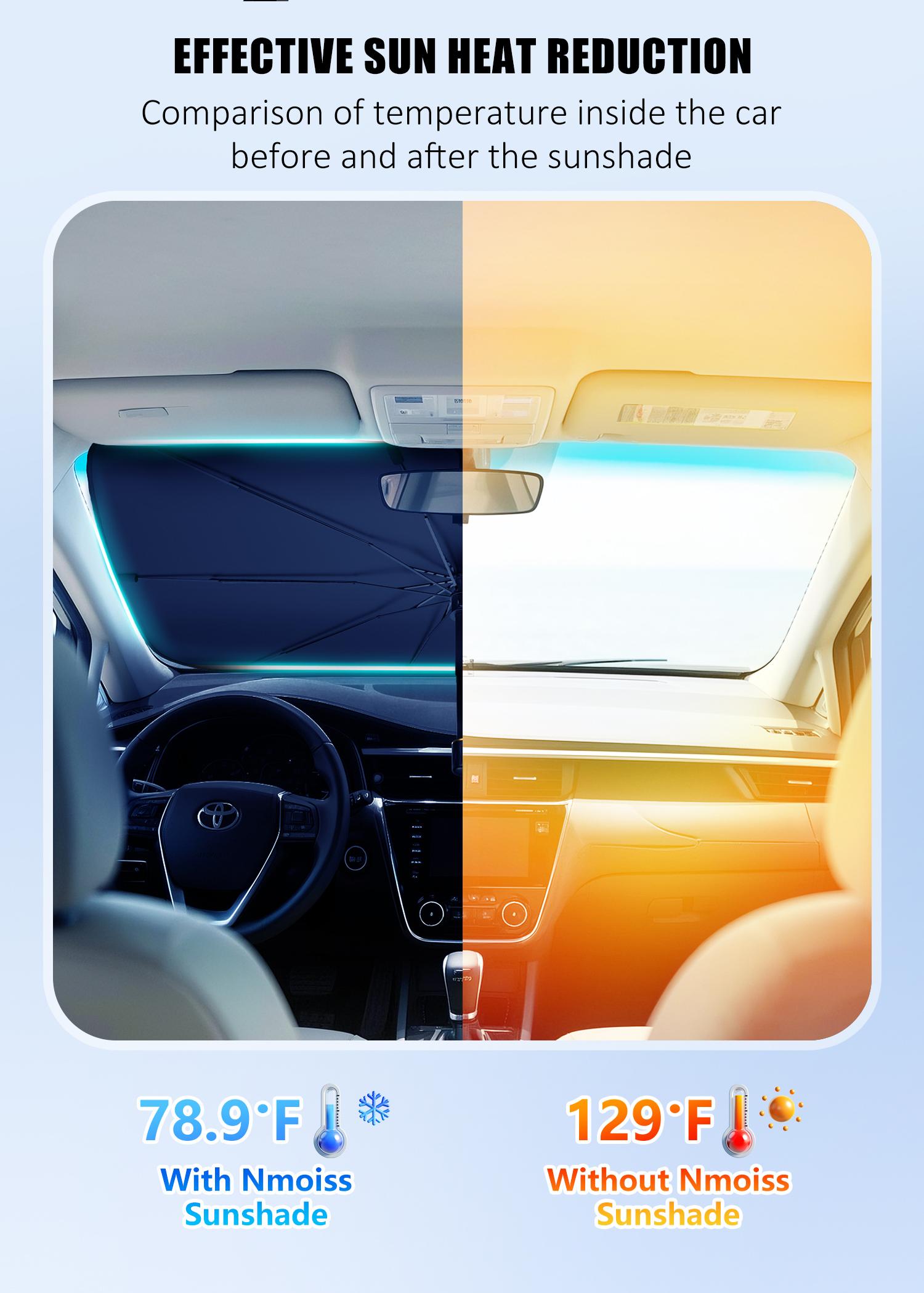 Portable Car Windshield Sunshade - Foldable Windshield Umbrella for Daily Use, Car Interior Accessories,Cool Reflective Sun Blocker Fits Sedan,SUVs