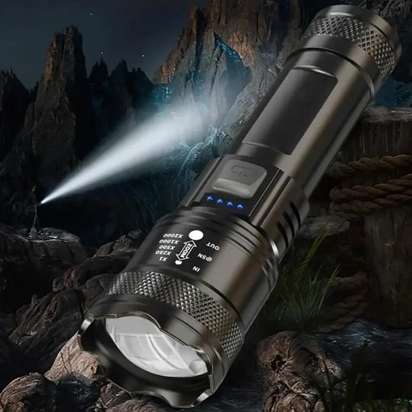 USB Rechargeable Zoom LED Flashlight, 3-level Light Source Flashlight, Multifunctional Outdoor Flashlight, Super Bright Telescopic Zoom Handheld Flashlight, High Lumen Flashlight