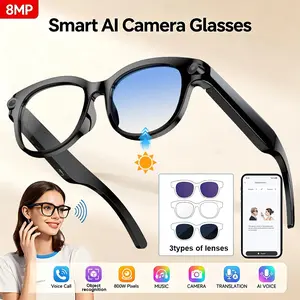 Smart Bluetooth-compatible Glasses for Men and Women, UV Protection, Wireless Music and Calls, Daily Wear, Three Lenses Included
