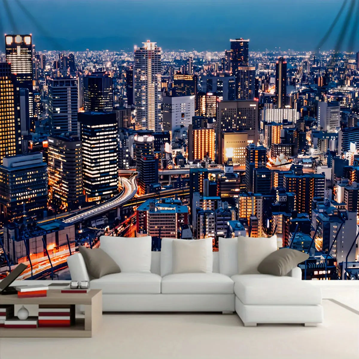 Artistic Vibrant City Landscape Print Tapestry Wall Hanging - 1 Piece Large Peach Skin Home Decor, Easy-to-Hang Home Supply for Living Rooms, Bedrooms