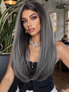 18" Silver Grey Straight Perfection - HD Lace Wig | Heat Safe Fiber, Breathable Cap, Daily Wear, Natural Looking Wigs