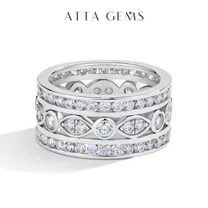 2.5mm Fashion Synthetic Moissanite Eternity Ring for Men and Women Daily Wear Party  Gift Beauty Jewelry R190