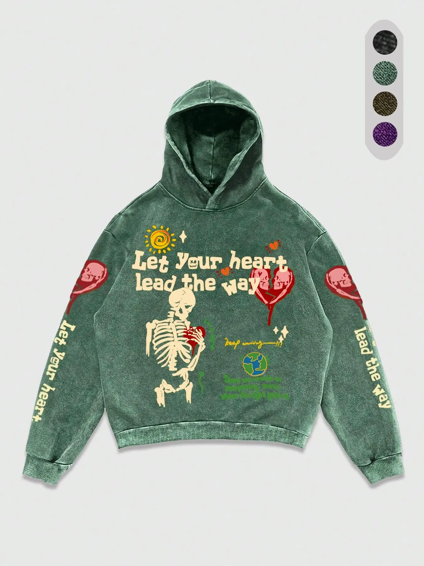 Men's Vintage Skeleton, Skull & Letter Graphic Print Gothic Style Hoodie, Casual Comfy Loose Long Sleeve Hooded Pullover Sweatshirt for Daily Wear, Unisex Top for All Seasons, All Genders Hoodies