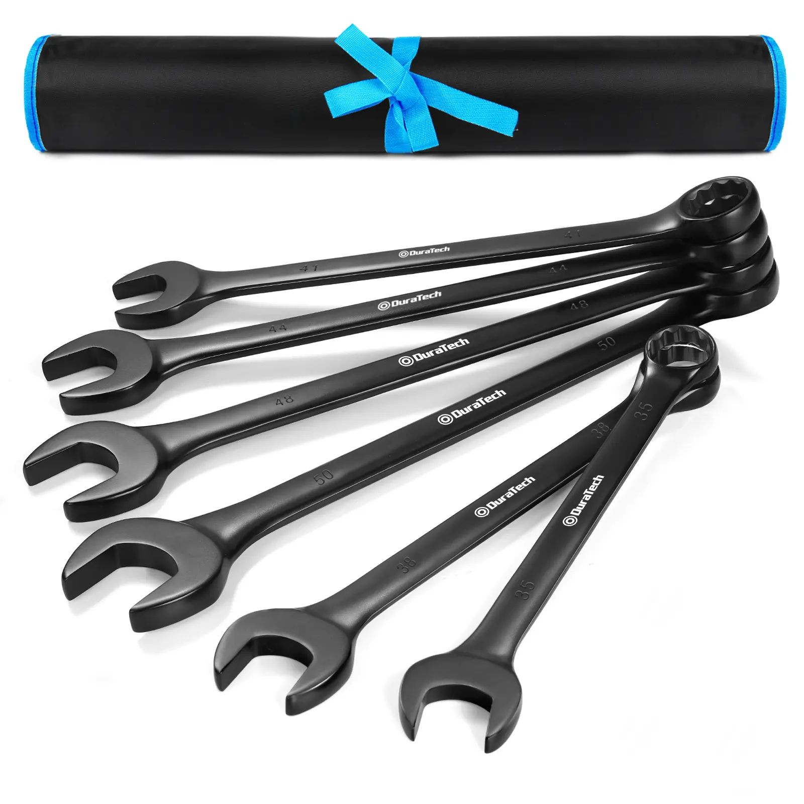 #fathersdaygift DURATECH Jumbo Combination Wrench Set, 6-Count, CR-V Steel, black electrophoretic coating, with Pouch