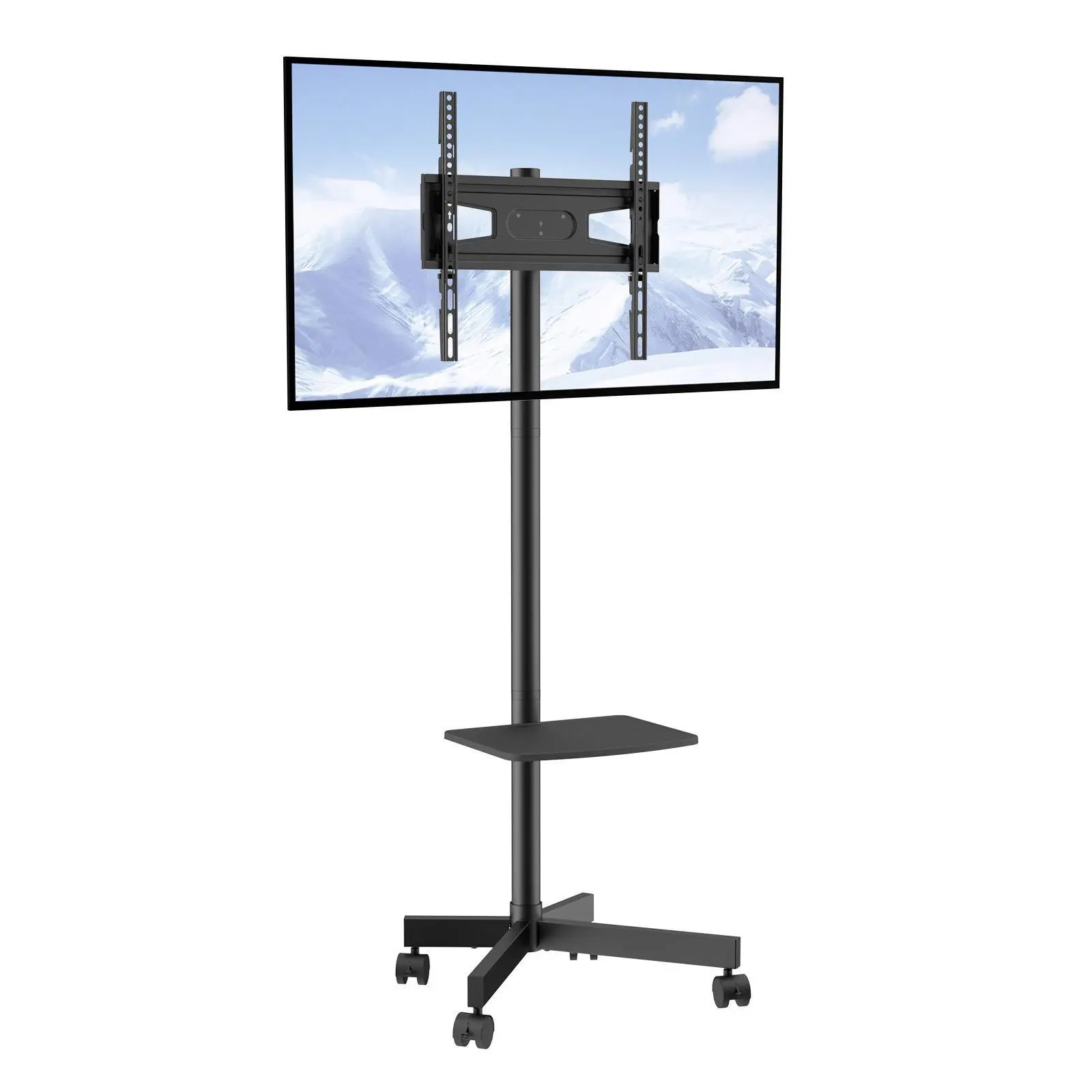 【summerfinds】VEVOR Mobile TV Stand, Mobile TV Cart for 23 to 60 inch TVs, Height Adjustable Portable TV Stand with Wheels, with A Tray for Audio-Visual Devices, Rolling TV Stand with Mount for Bedroom, Living Room