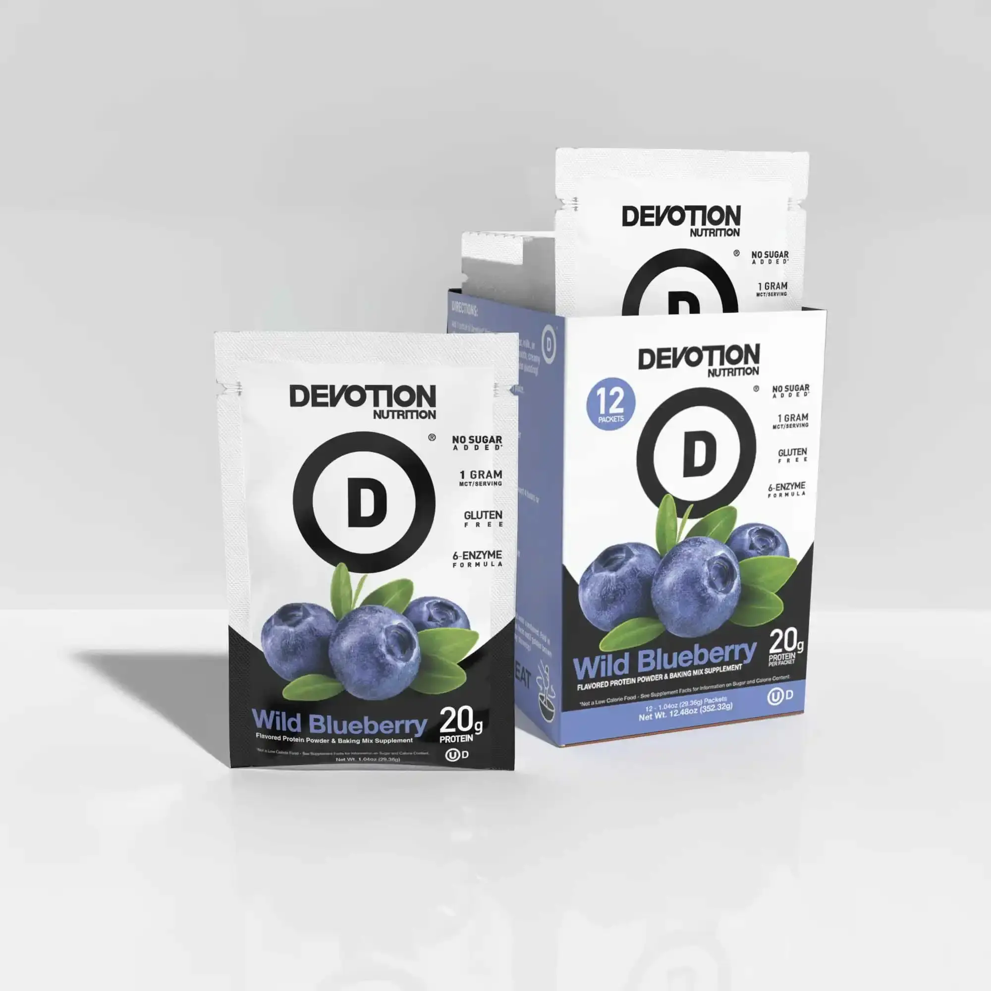 Devotion Nutrition Wild Blueberry Protein Powder 12 Pack – 20g Clean Protein, Zero Added Sugar, Low Carb & Gluten-Free (12 Pack)