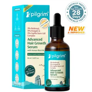 Pilgrim Advanced Hair Growth Serum with 3% Redensyl 4% Anagain & Korean Black Rice for Thicker Stronger Hair Clinical Study Proven