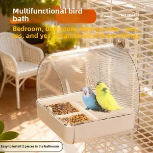 External Bird Bath Container - Splash-Proof Large Capacity Design for Parrots, Cockatiels & Small Birds - Universal Fit for Cage, Bathroom & Home Use - Ideal for Pet Owners & Bird Enthusiasts