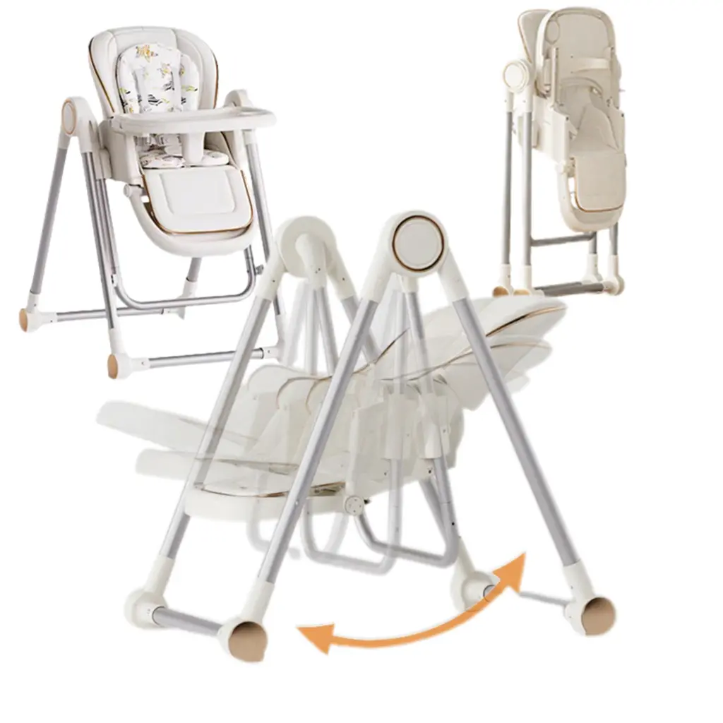 3-in-1 Multifunctional Portable Baby High Chair - Foldable Folding Base, Adjustable Tray & Seat, 4 Locking Wheels, Toddler Chairs Comfy for Feeding & Play