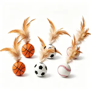 Interactive Cat Toy Set — 3-Pack of Bouncing Feather Shuttlecocks: Promotes Active Play and Chasing Instincts, Soothes Kittens, Ideal for Indoor Play