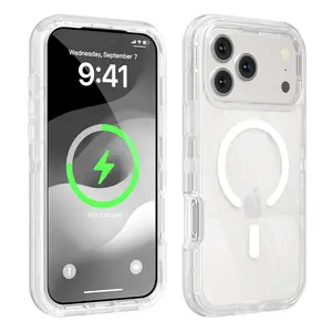 Magnetic Case For iPhone 17 Pro Max 16 15 14 13 12 11,Compatible with MagSafe,Dual Layer Transparent Phone Case,Heavy Duty Anti-Drop Shockproof Protection Cover