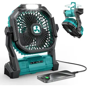 Portable Fan Rechargeable, 20000mAh Cordless   Fan with LED Lantern, USB C  Operated for Travel Bedroom  Camping Tent Office Beach Desk Fishing Table