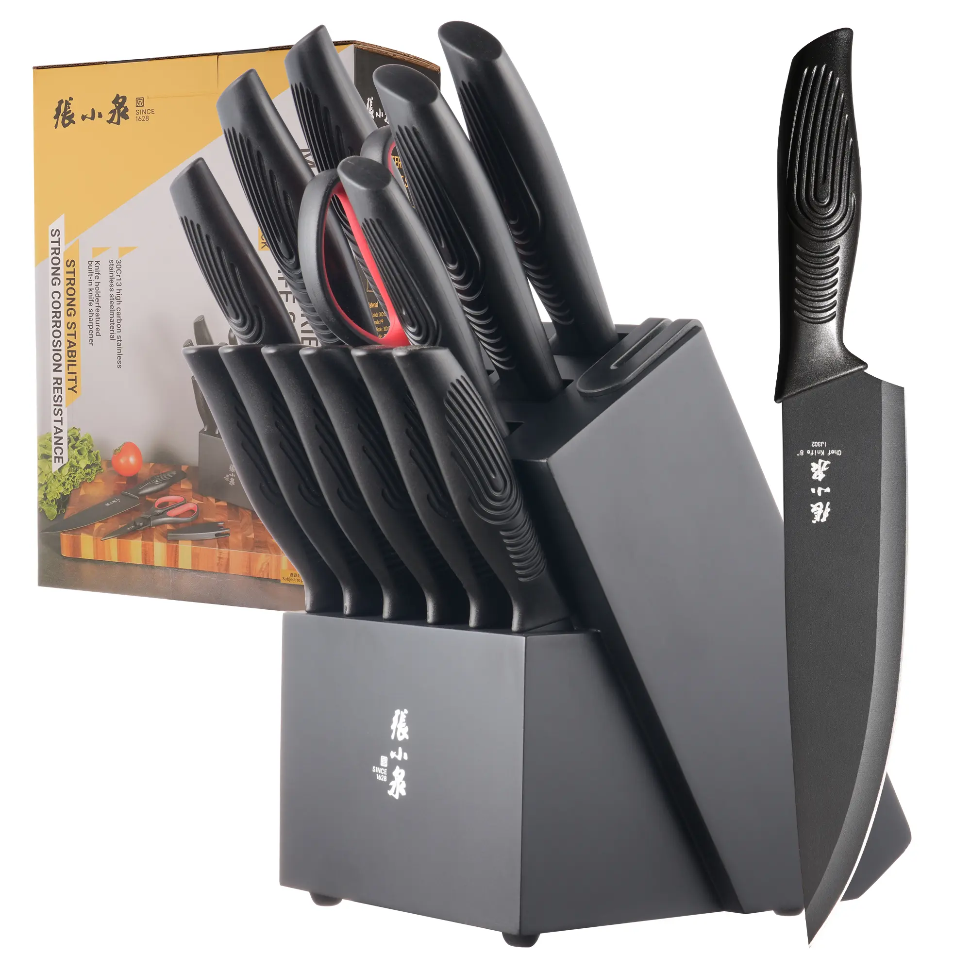 Deals for You Days 15 PCS Household Kitchen Cutlery Set with Knives and Block Storage
