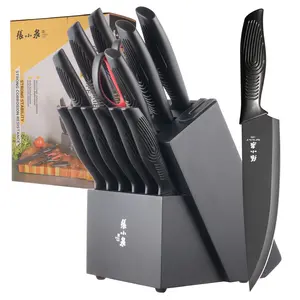 Summersale 15 PCS Household Kitchen Cutlery Set with Knives and Block Storage