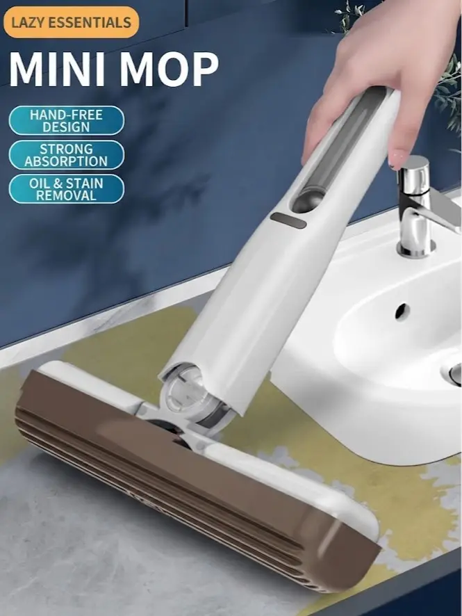 Portable Handheld Mop, 1 Count Multifunctional Desktop Cleaning Mop, Household Cleaning Tool for Bathroom, Kitchen, Living Room, Home Care Cleaner Supplies, Floor Cleaning Tool