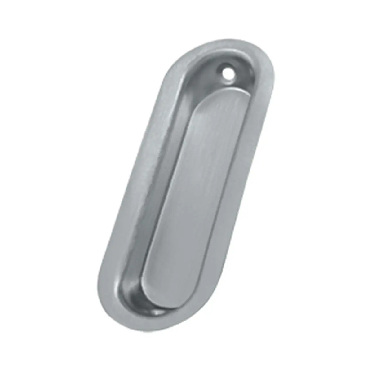 Satin Chrome Solid Oblong Flush Pull Handle for Sliding Doors, 3.5 x 1.25 x 0.31 in, Corrosion Resistant with Solid Brass Bolts