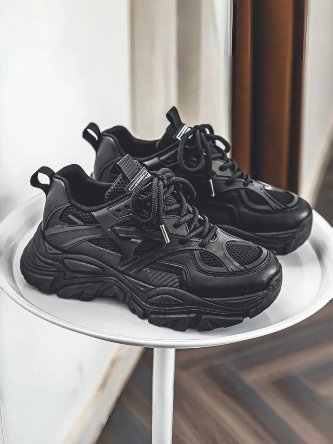 Men's Breathable Mesh Casual Thick Sole Non-Slip Sneakers, Height Increasing Sporty Dad Shoes, Versatile High-Top Trainers, Breathable Walking Sneakers, Athletic Sneakers, Athletic Sneaker Footwear, Thick Soled Sneakers