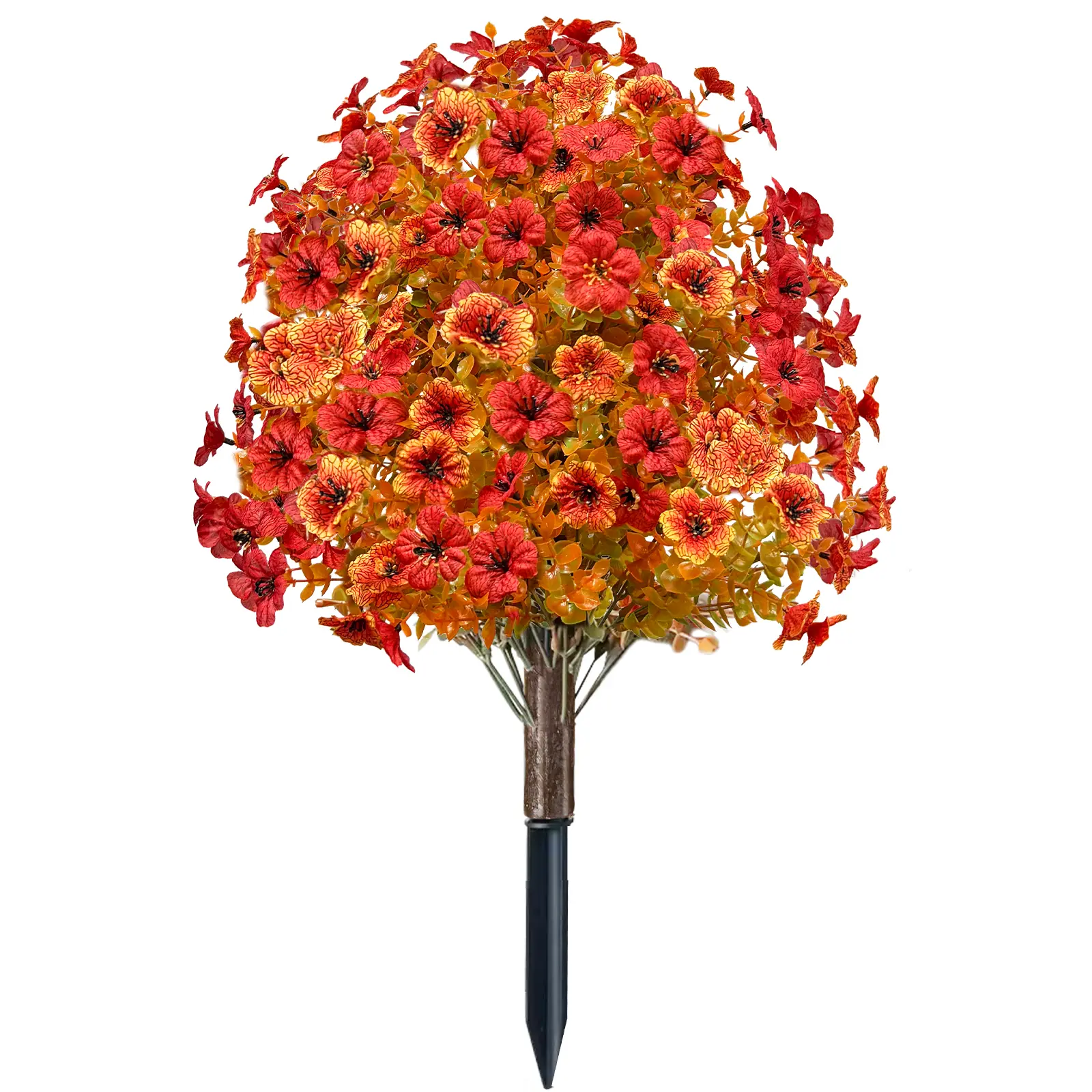 Fall Artificial Mums Topiary Ball Tree with Ground Spike Boxwood 25" UV Resistant Fake Greenery Shrub Faux Violet Plant Fall Decorations Flower for Garden Yard Porch Patio Autumn Outdoor Decor